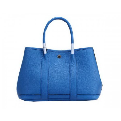 Hermes Garden Party 30cm draagtassen korrelig leer blauw