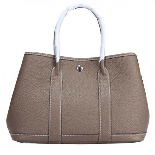 Hermes Garden Party 30cm draagtassen korrelig leer grijs