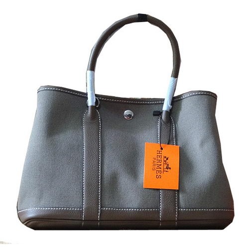 Hermes Garden Party 30cm draagtassen origineel leer grijs