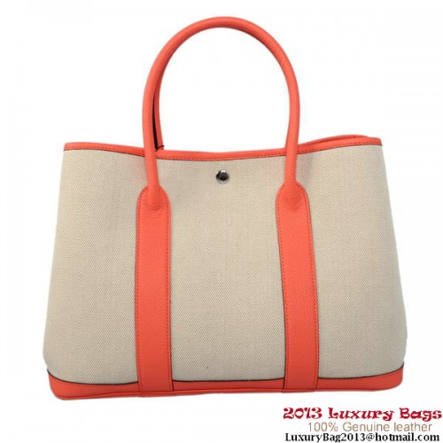 Hermes Garden Party 36cm tas canvas leer A1288 lichtrood