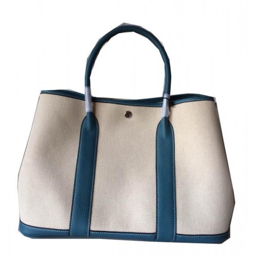 Hermes Garden Party 36CM tas canvas leer H11M blauw