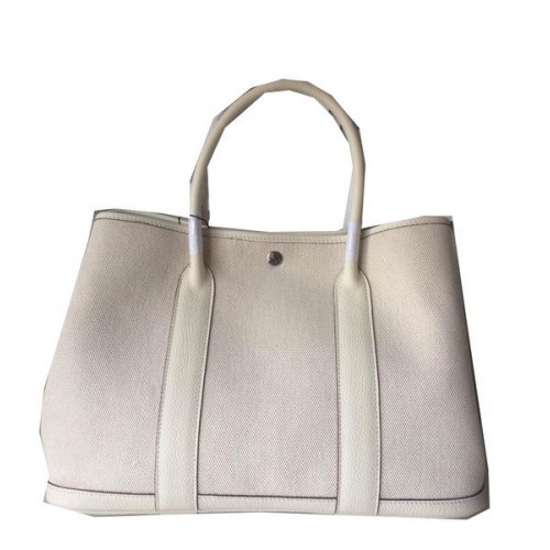 Hermes Garden Party 36CM tas canvas leer H11M gebroken wit