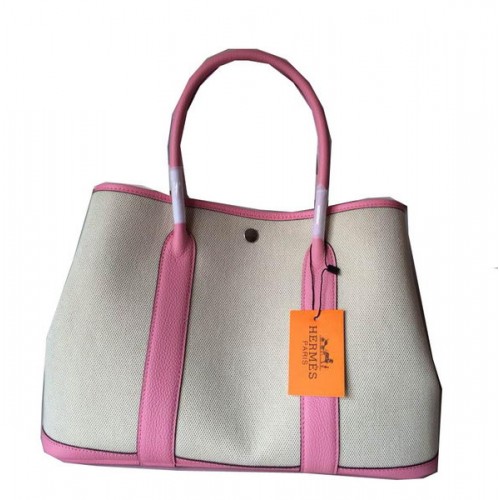Hermes Garden Party 36CM tas canvas leer H11M roze