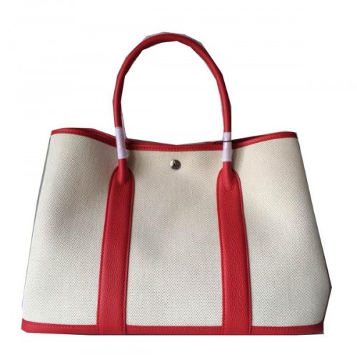 Hermes Garden Party 36CM tas canvas leer H11M rood