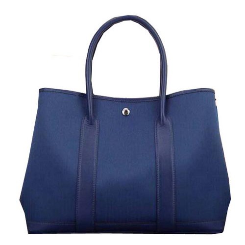 Hermes Garden Party 36cm 30cm draagtas canvas blauw