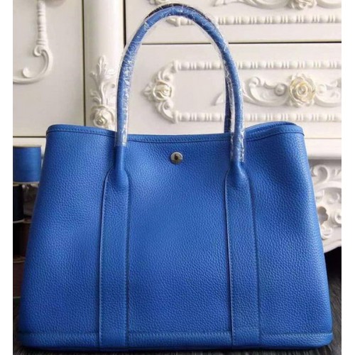 Hermes Garden Party 36cm 30cm draagtas origineel leer blauw