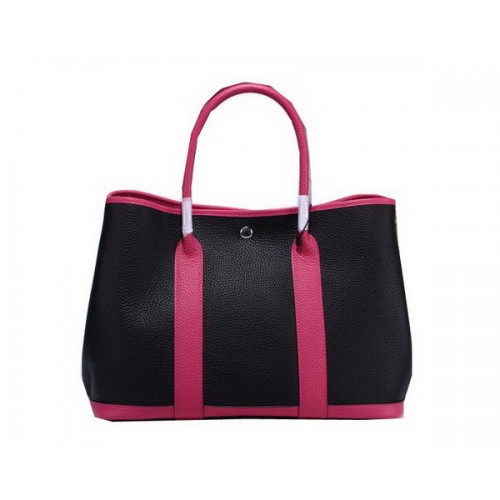 Hermes Garden Party 36 cm draagtas korrelig leer zwart en roze