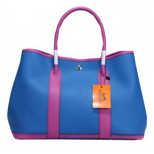 Hermes Garden Party 36 cm draagtas korrelig leer blauw en paars