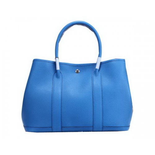 Hermes Garden Party 36cm draagtas korrelig leer blauw