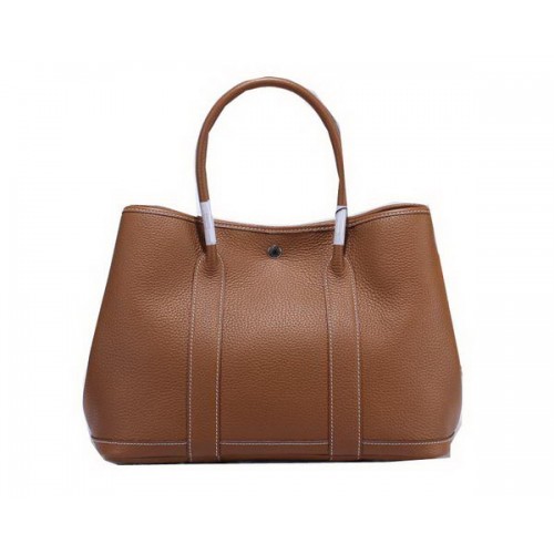 Hermes Garden Party 36cm draagtas korrelig leer bruin