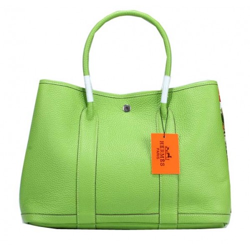 Hermes Garden Party 36cm draagtas korrelig leer groen