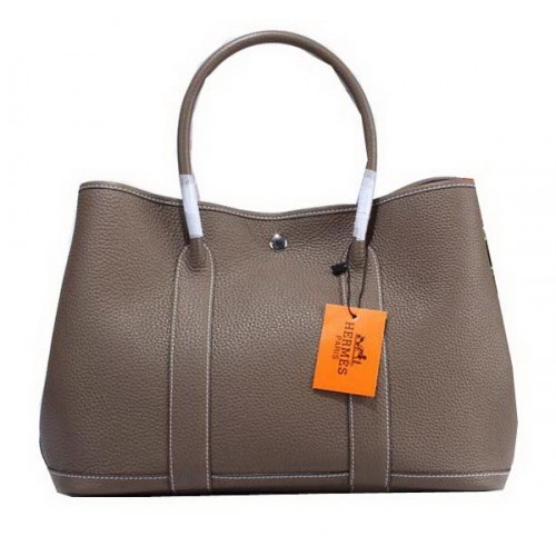 Hermes Garden Party 36 cm draagtas korrelig leer grijs