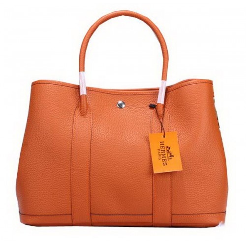 Hermes Garden Party 36cm draagtas korrelig leer oranje