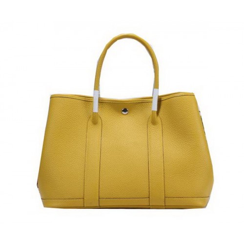 Hermes Garden Party 36cm draagtas korrelig leer geel