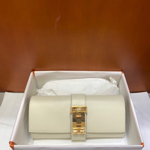 Hermes H Medor swift lederen clutch 37566 wit en goud hardware