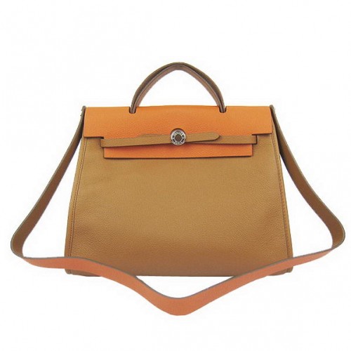Hermes HerBag 33CM Togo lederen tas bruin en oranje