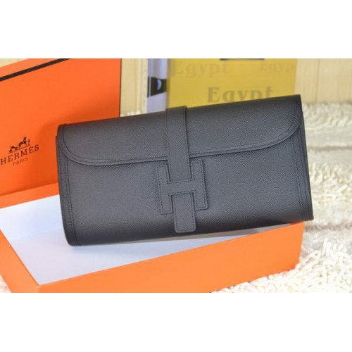 Hermes Jige Clutch Bag Kalfsleer Zwart