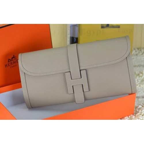 Hermes Jige Clutch Bag Kalfsleer Grijs