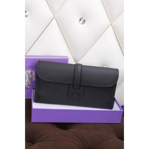 Hermes Jige Clutch Bag Kalfsleer H258 Zwart
