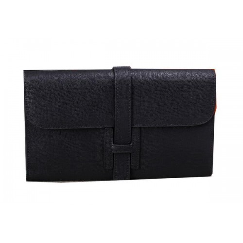 Hermes Jige Clutch Bag Kalfsleer H8057 Zwart