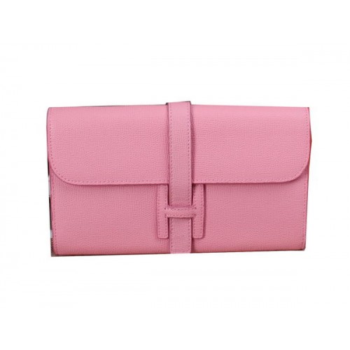 Hermes Jige Clutch Bag Kalfsleer H8057 Roze