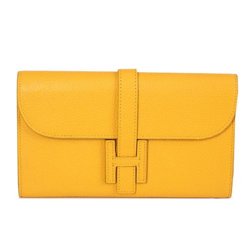 Hermes Jige Clutch Bag Kalfsleer HQ864 Geel