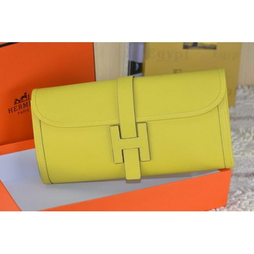 Hermes Jige Clutch Bag Kalfsleer Citroen