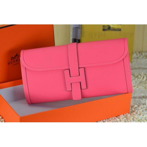 Hermes Jige Clutch Bag Kalfsleer Lichtrood