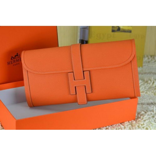 Hermes Jige Clutch Kalfsleer Oranje