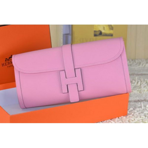 Hermes Jige Clutch Bag Kalfsleer Roze