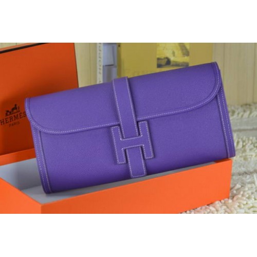 Hermes Jige Clutch Bag Kalfsleer Paars
