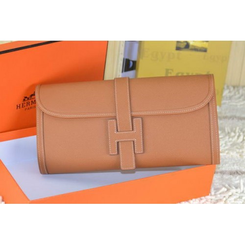 Hermes Jige Clutch Bag Kalfsleer Tarwe