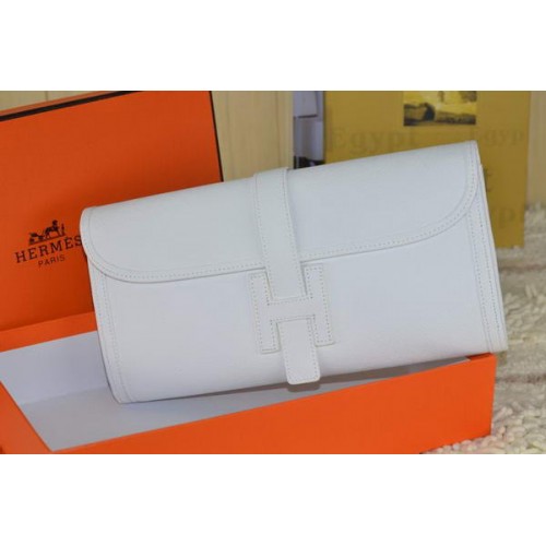 Hermes Jige Clutch Bag Kalfsleer Wit