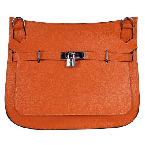 Hermes Jypsiere 34CM Schoudertas Zilver Hardware Oranje