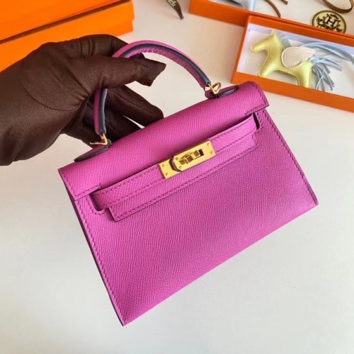 Hermes Kelly 19cm Schoudertassen Epsom Leer KL19 Gouden hardware Lavendel