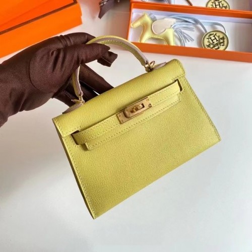 Hermes Kelly 19cm schoudertassen Epsom leer KL19 gouden hardware citroen