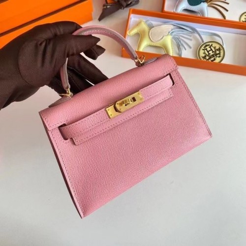Hermes Kelly 19cm schoudertassen Epsom leer KL19 goud hardware roze