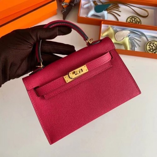 Hermes Kelly 19cm Schoudertassen Epsom Leer KL19 Gouden hardware rose