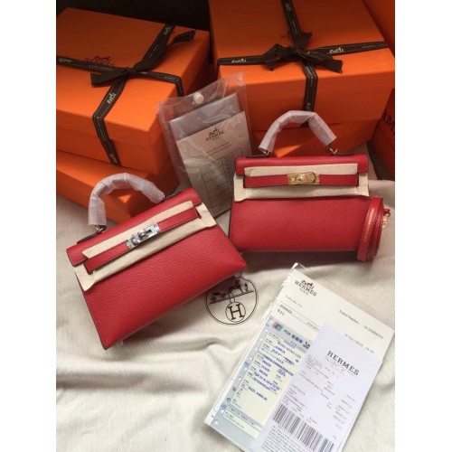 Hermes Kelly 19cm schoudertassen Epsom leer KL19 rood
