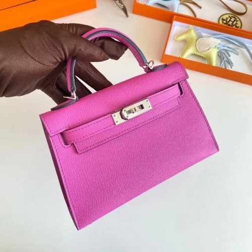 Hermes Kelly 19cm schoudertassen Epsom leer KL19 zilveren hardware lavendel