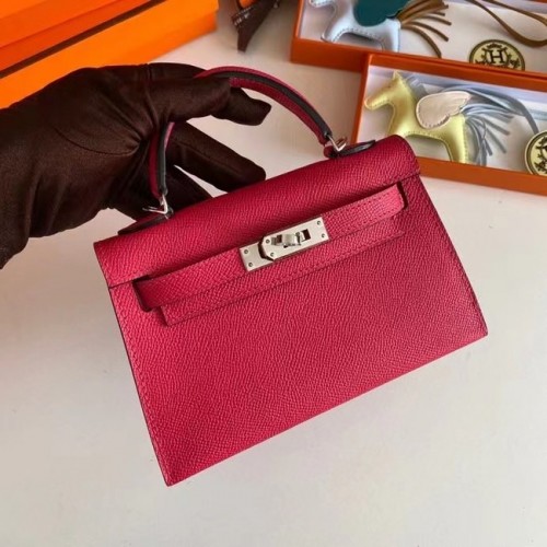 Hermes Kelly 19cm schoudertassen Epsom leer KL19 zilveren hardware rose