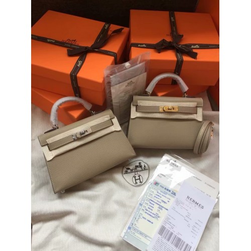 Hermes Kelly 19cm Schoudertassen Epsom Leer KL19 grijs