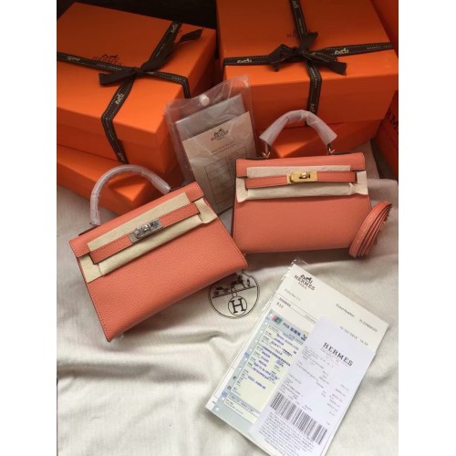 Hermes Kelly 19cm schoudertassen Epsom leer KL19 roze