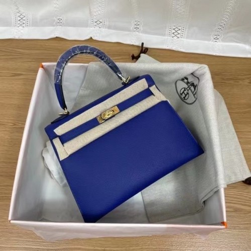 Hermes Kelly 25cm schoudertassen Epsom KL2755 Elektro-optisch blauw en goud