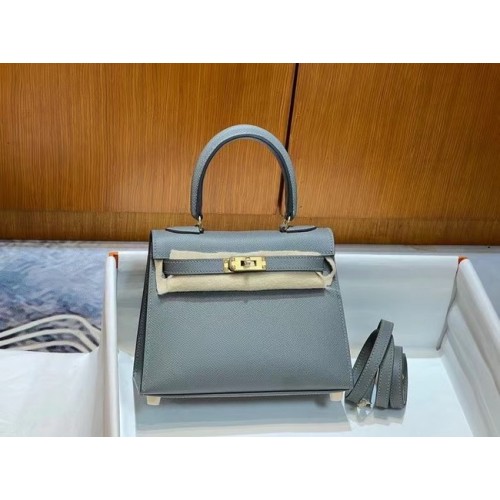 Hermes Kelly 20cm schoudertassen Epsom KL2750 ijzergrijs en goud
