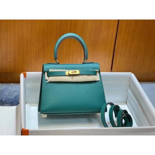 Hermes Kelly 20cm Schoudertassen Epsom KL2750 Lake groen&goud