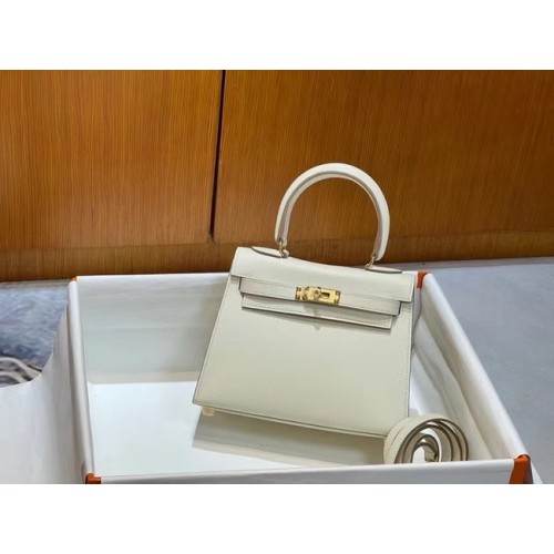 Hermes Kelly 20cm Schoudertassen Epsom KL2750 Wit & goud