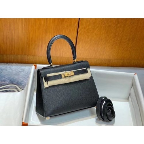 Hermes Kelly 20cm Schoudertassen Epsom KL2750 zwart & goud
