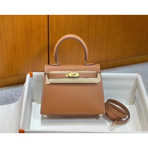 Hermes Kelly 20cm Schoudertassen Epsom KL2750 bruin&goud