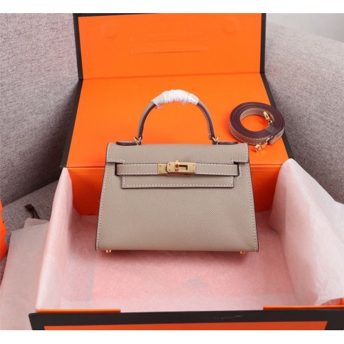 Hermes Kelly 20cm draagtas origineel Epsom leer KL20 grijs
